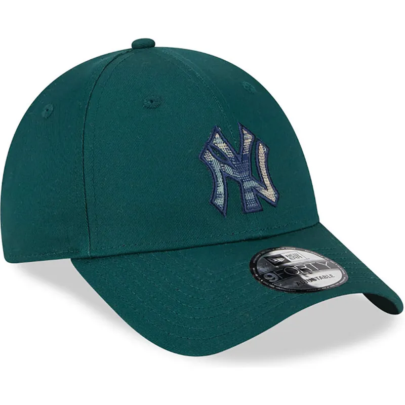 mutzen-gebogen-grun-verstellbares-band-9forty-check-infill-der-new-york-yankees-mlb-von-new-era