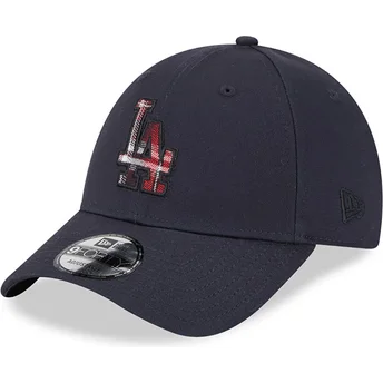 Gorra curva azul marino ajustable 9FORTY Check Infill de Los Angeles Dodgers MLB de New Era