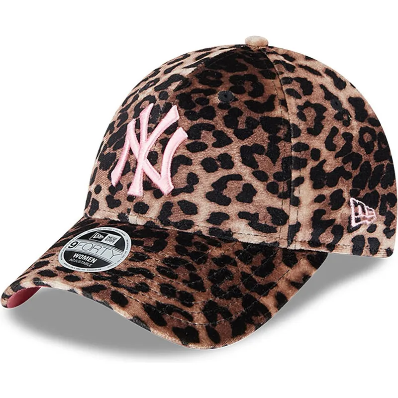 mutzen-gebogen-leopard-verstellbares-band-rosa-9forty-velour-der-new-york-yankees-mlb-von-new-era
