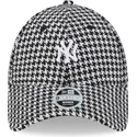 mutzen-gebogen-schwarz-verstellbares-band-9forty-houndstooth-der-new-york-yankees-mlb-von-new-era