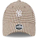 new-era-curved-brim-women-9forty-houndstooth-new-york-yankees-mlb-brown-and-white-adjustable-cap