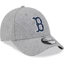 casquette-courbee-grise-ajustable-avec-logo-bleu-9forty-essential-melton-wool-boston-red-sox-mlb-new-era