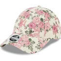 beige-justerbar-bojd-keps-med-rosa-logotyp-for-kvinnor-9forty-floral-cord-new-york-yankees-mlb-fran-new-era