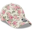 beige-justerbar-bojd-keps-med-rosa-logotyp-for-kvinnor-9forty-floral-cord-new-york-yankees-mlb-fran-new-era