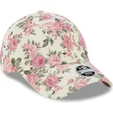 casquette-courbee-beige-ajustable-avec-logo-rose-pour-femme-9forty-floral-cord-new-york-yankees-mlb-new-era