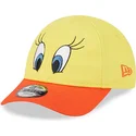 verstellbare-gelb-orangefarbene-9forty-kinder-cap-mit-gebogenem-schirm-tweety-looney-tunes-von-new-era