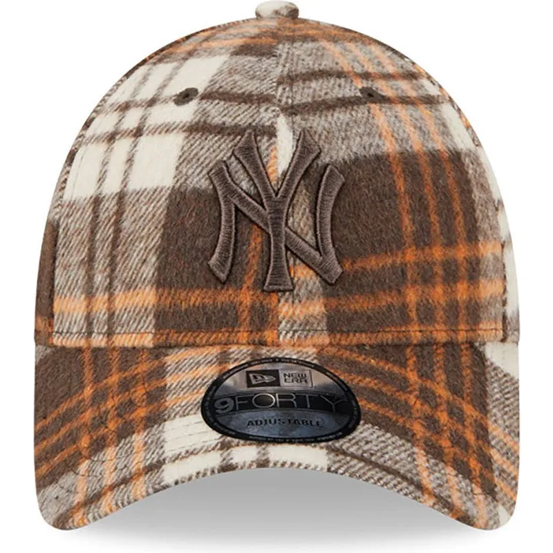 mutzen-gebogen-braun-verstellbares-band-9forty-check-der-new-york-yankees-mlb-von-new-era