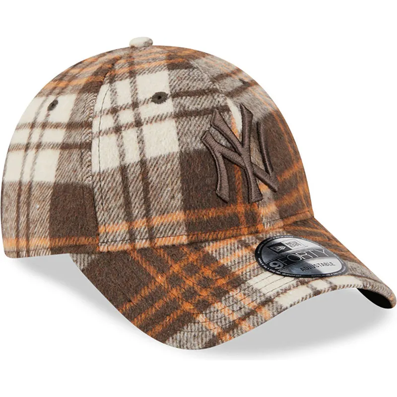 mutzen-gebogen-braun-verstellbares-band-9forty-check-der-new-york-yankees-mlb-von-new-era