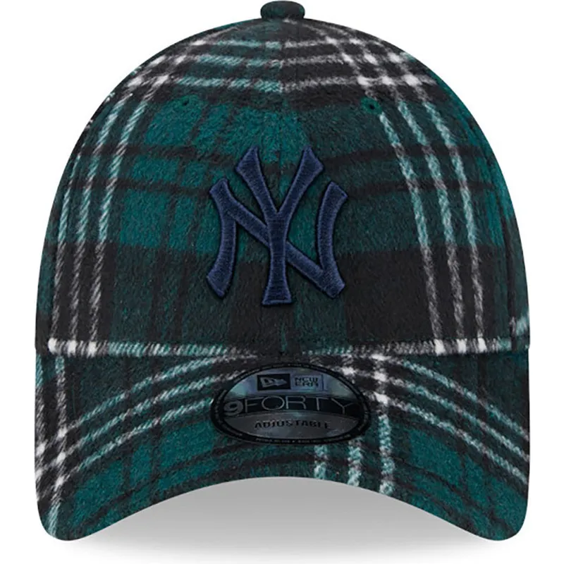 mutzen-gebogen-grun-verstellbares-band-9forty-check-der-new-york-yankees-mlb-von-new-era