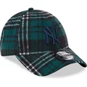 new-era-curved-brim-blue-logo-9forty-check-new-york-yankees-mlb-green-adjustable-cap