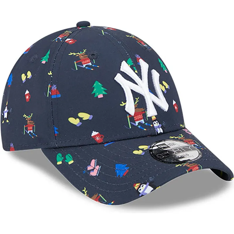 mutzen-gebogen-marineblau-verstellbares-band-fur-kinder-9forty-festive-der-new-york-yankees-mlb-von-new-era