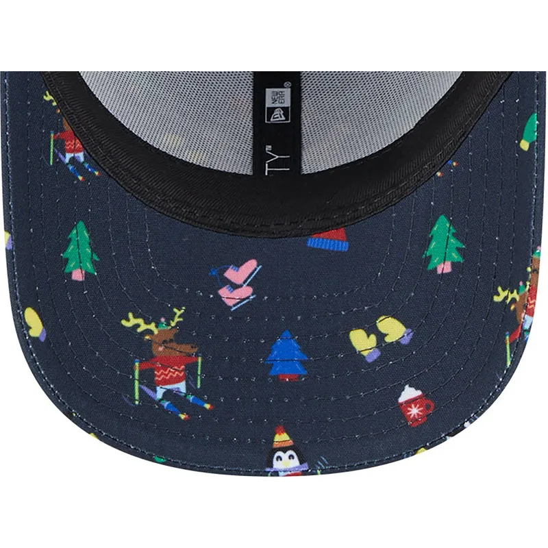 mutzen-gebogen-marineblau-verstellbares-band-fur-kinder-9forty-festive-der-new-york-yankees-mlb-von-new-era