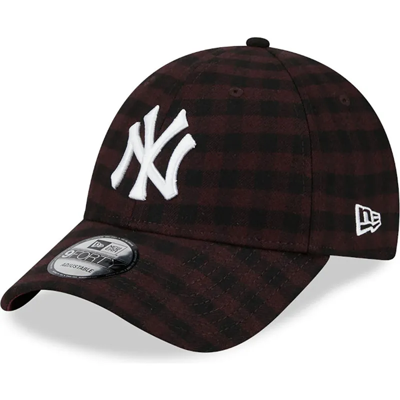 braune-verstellbare-curved-cap-9forty-flannel-der-new-york-yankees-mlb-von-new-era