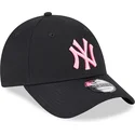 casquette-courbee-noire-ajustable-avec-logo-rose-9forty-neon-new-york-yankees-mlb-new-era