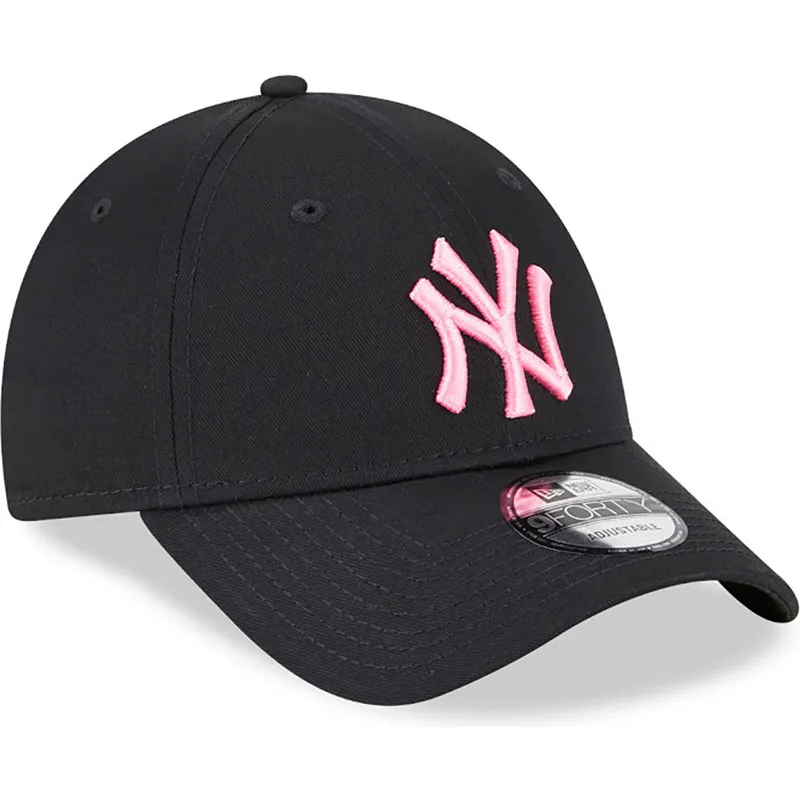 mutzen-gebogen-schwarz-verstellbares-band-rosa-9forty-neon-der-new-york-yankees-mlb-von-new-era