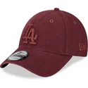 mutzen-gebogen-rot-verstellbares-band-granate-granate-9forty-washed-canvas-der-los-angeles-dodgers-mlb-von-new-era