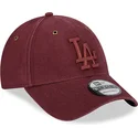 mutzen-gebogen-rot-verstellbares-band-granate-granate-9forty-washed-canvas-der-los-angeles-dodgers-mlb-von-new-era