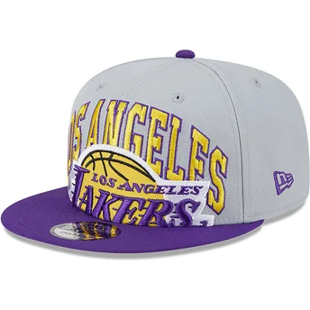 Cappellino snapback grigio e viola 9FIFTY Tip Off 2023 dei Los Angeles Lakers NBA di New Era