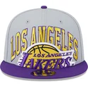 gorra-plana-gris-y-violeta-snapback-9fifty-tip-off-2023-de-los-angeles-lakers-nba-de-new-era