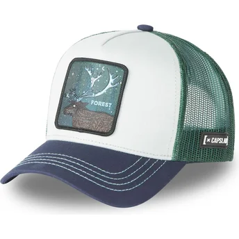 Gorra trucker blanca, verde y azul ciervo Forest CAS2 FOR3 Beasts de Capslab