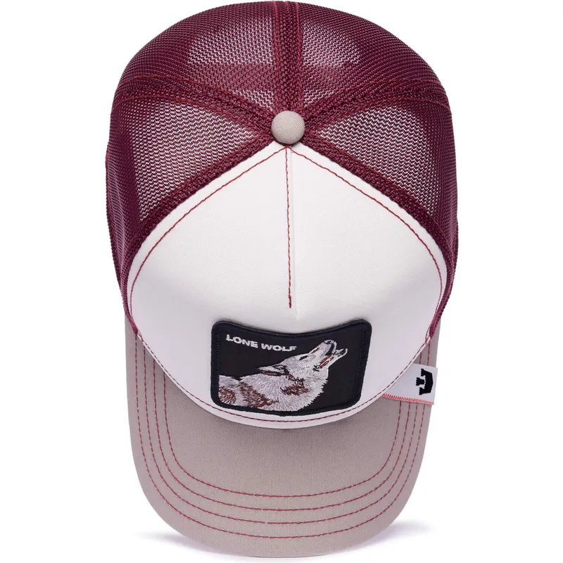 trucker-cap-weiss-und-weinrot-wolf-lone-wolf-mv-howler-the-farm-mvp-von-goorin-bros