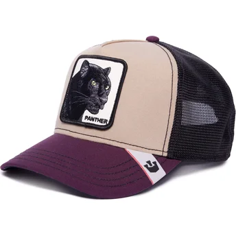 Gorra trucker beige y violeta pantera MV Panther The Farm MVP de Goorin Bros.