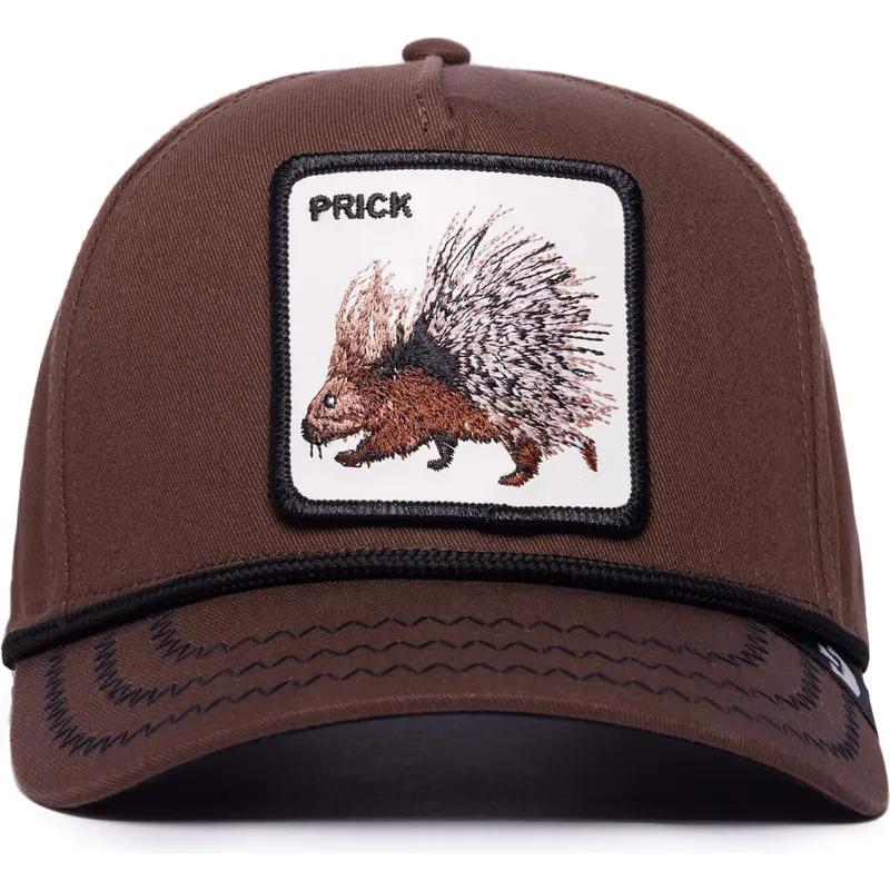 braune-gebogene-snapback-kappe-stachelschwein-prick-porcupine-100-the-farm-all-over-canvas-von-goorin-bros