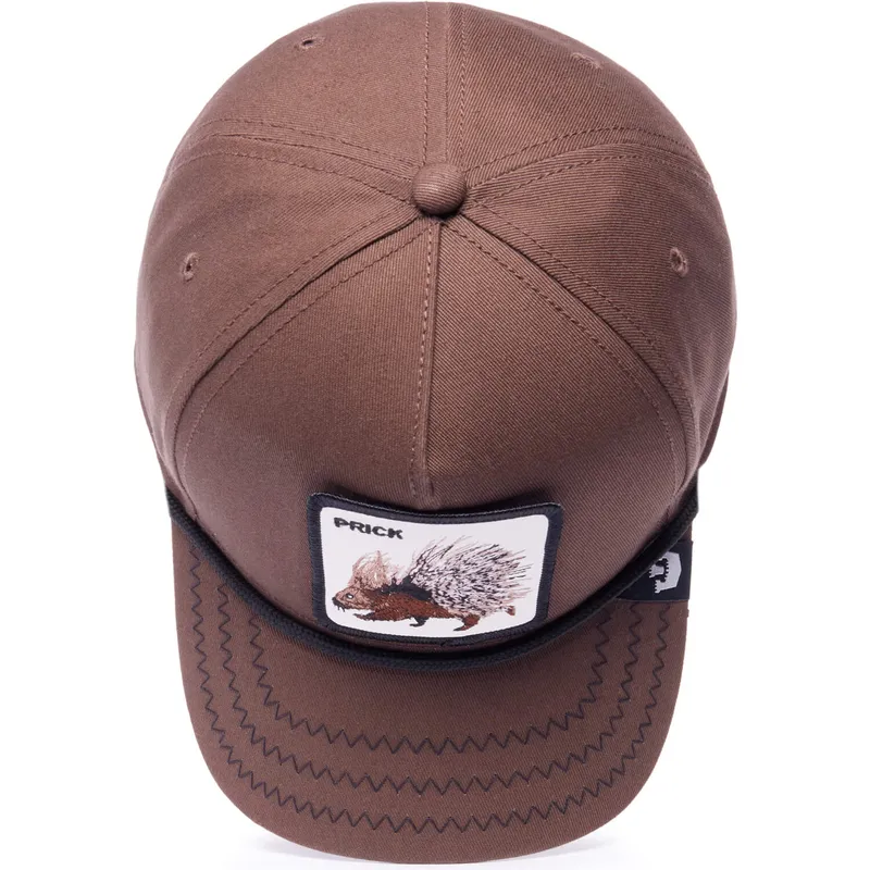 braune-gebogene-snapback-kappe-stachelschwein-prick-porcupine-100-the-farm-all-over-canvas-von-goorin-bros