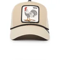 bezowa-czapka-z-zakrzywionym-daszkiem-snapback-kogut-cock-rooster-100-the-farm-all-over-canvas-od-goorin-bros