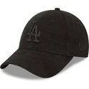 schwarze-verstellbare-kappe-mit-gebogenem-schirm-und-schwarzem-logo-9forty-towelling-der-los-angeles-dodgers-mlb-von-new-era