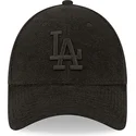 schwarze-verstellbare-kappe-mit-gebogenem-schirm-und-schwarzem-logo-9forty-towelling-der-los-angeles-dodgers-mlb-von-new-era
