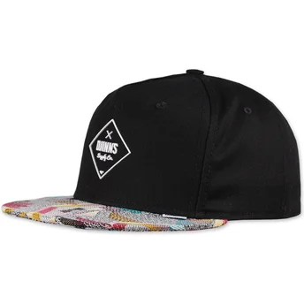 Cappello piatto nero snapback Rubber Aztek di Djinns