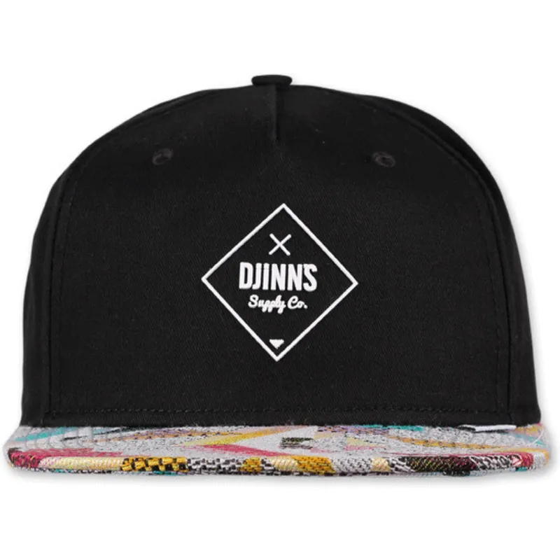 snapback-nero-con-visiera-piatta-rubber-aztek-di-djinns