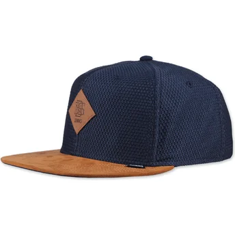 Gorra plana azul marino y marrón snapback Honey Knit de Djinns