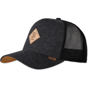 Gorra trucker grigio scuro e nera HFT Jersey Patch di Djinns