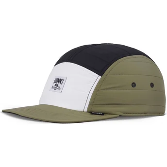 Cappello piatto bianco, nero e verde regolabile Puffy Nylon di Djinns