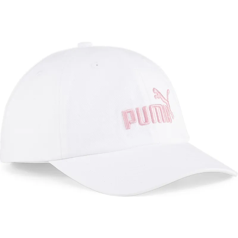 weisse-verstellbare-curved-cap-mit-rosa-essentials-no1-logo-von-puma