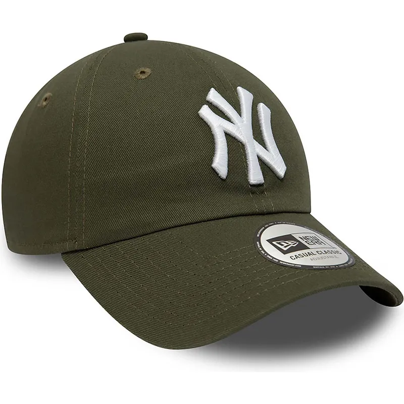 grune-verstellbare-curved-cap-9twenty-league-essential-der-new-york-yankees-mlb-von-new-era