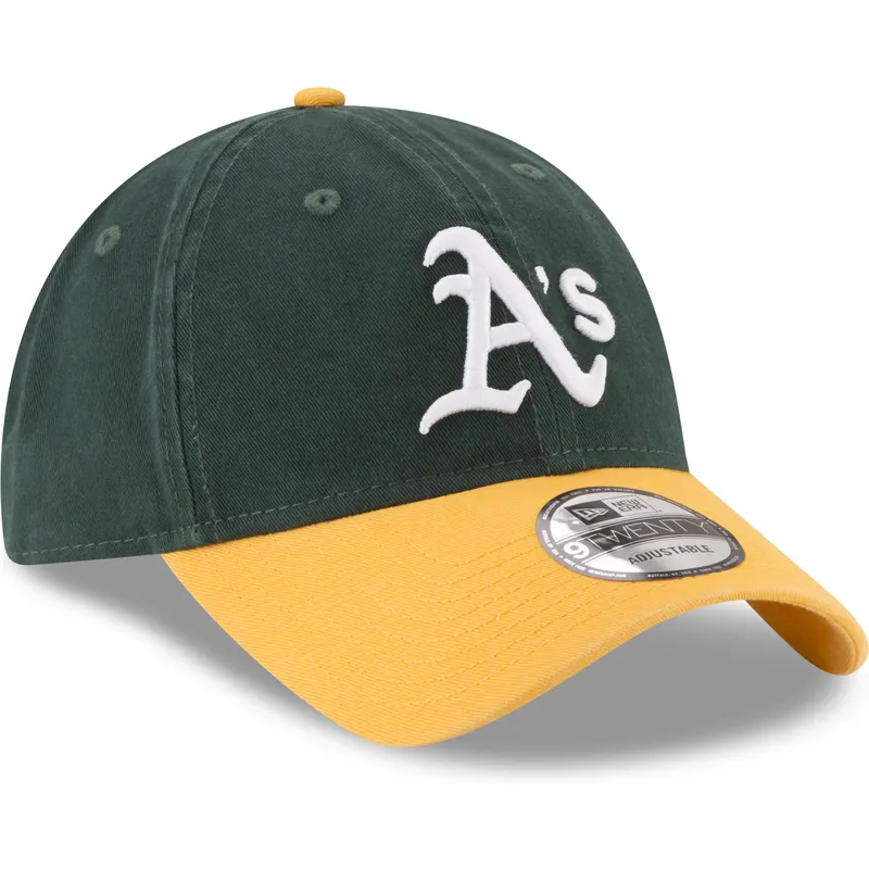 gron-och-gul-justerbar-kurvad-keps-9twenty-core-classic-fran-oakland-athletics-mlb-av-new-era
