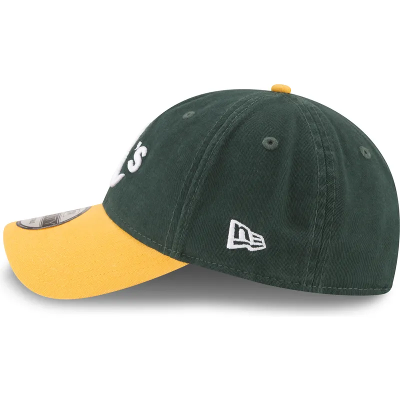 grune-und-gelbe-verstellbare-gebogene-kappe-9twenty-core-classic-der-oakland-athletics-mlb-von-new-era