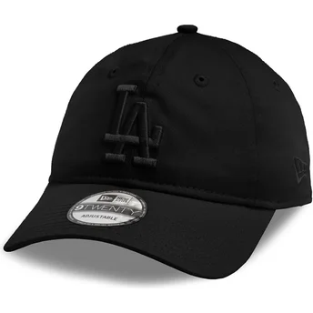 Los Angeles Dodgers MLB svart justerbar böjd keps med svart logo 9TWENTY League Essential från New Era