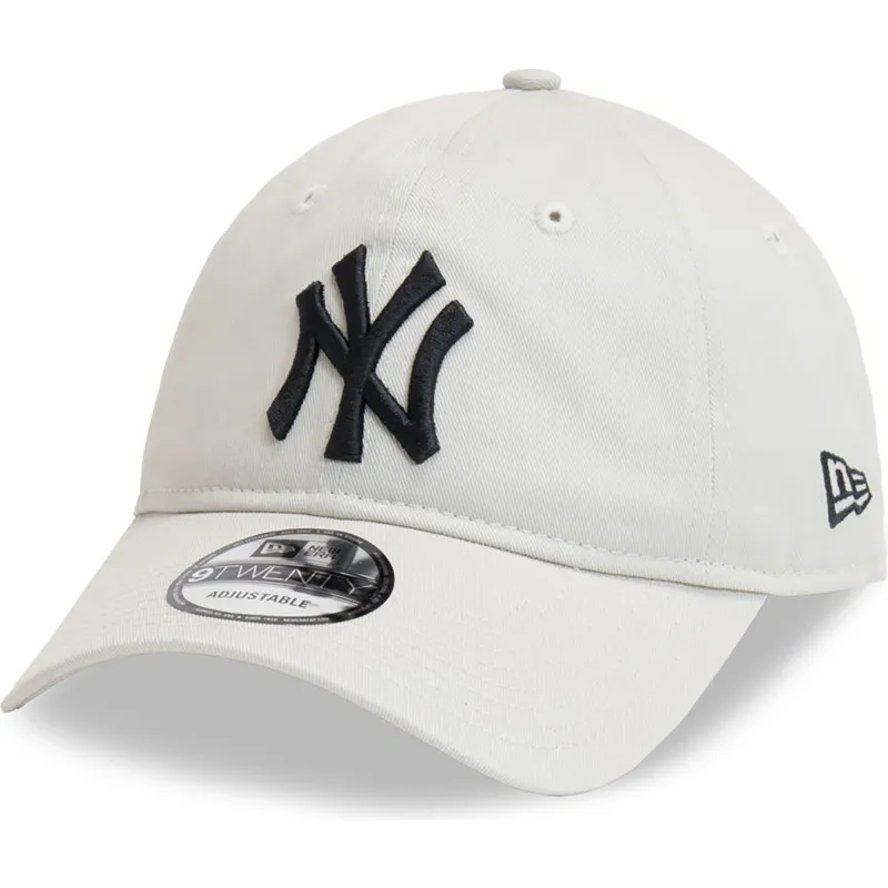 cappellino-curvo-beige-regolabile-con-logo-nero-9twenty-league-essential-di-new-york-yankees-mlb-di-new-era