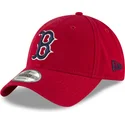 rote-verstellbare-curved-cap-mit-marineblauem-logo-9twenty-core-classic-der-boston-red-sox-mlb-von-new-era