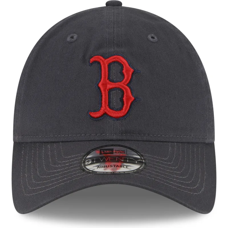 gra-bojd-justerbar-keps-med-rott-logotyp-9twenty-core-classic-fran-boston-red-sox-mlb-av-new-era
