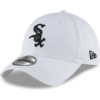 Cappellino bianco curvo regolabile con logo nero 9TWENTY Core Classic dei Chicago White Sox MLB di New Era
