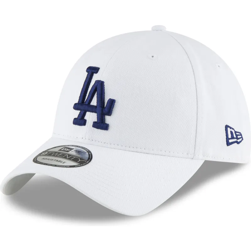 weisse-verstellbare-curved-cap-mit-blauem-logo-9twenty-core-classic-der-los-angeles-dodgers-mlb-von-new-era