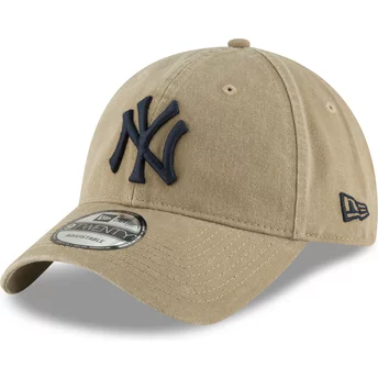 Casquette courbée marron claire ajustable avec logo bleu marine 9TWENTY Core Classic New York Yankees MLB New Era