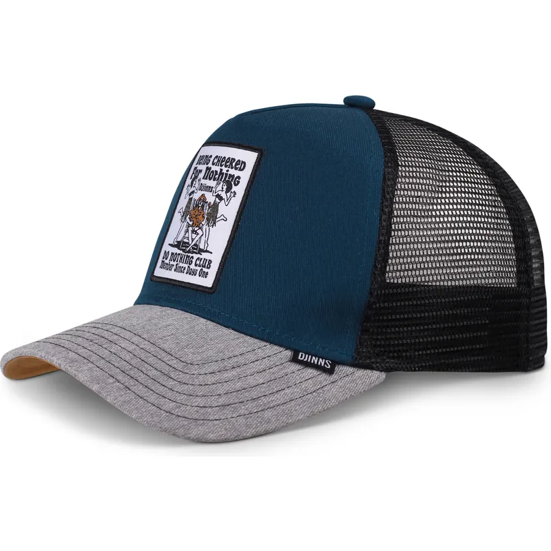 blaue-schwarze-und-graue-trucker-kappe-being-cheered-hft-von-djinns