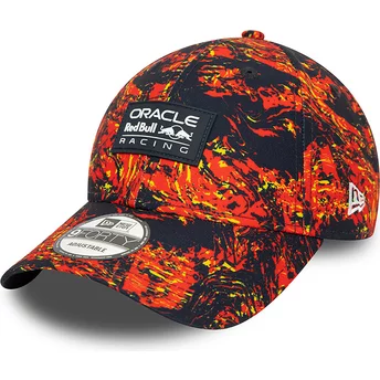 New Era Curved Brim 9FORTY All Over Print Red Bull Racing Formula 1 Red and Navy Blue Adjustable Cap