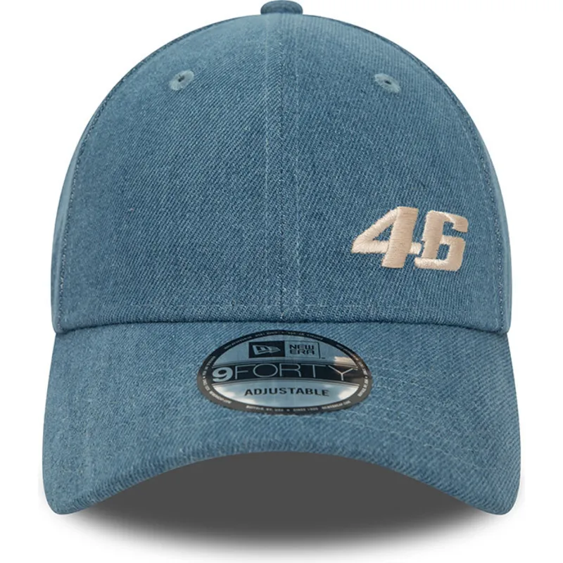 new-era-9forty-snapback-kappe-mit-gebogenem-schirm-in-blau-valentino-rossi-vr46-motogp-denim